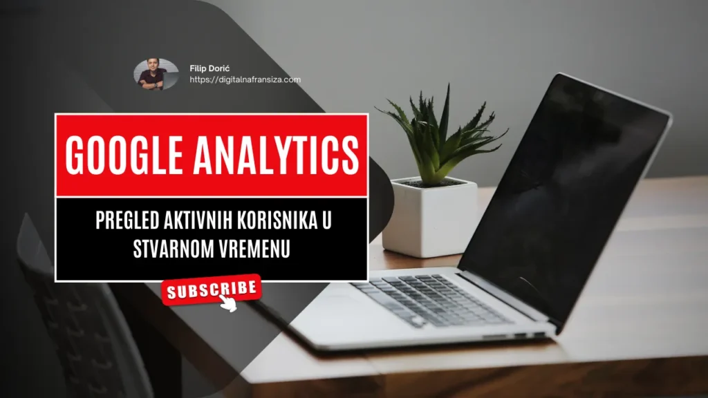 Google Analytics pregled aktivnih korisnika u stvarnom vremenu na laptopu