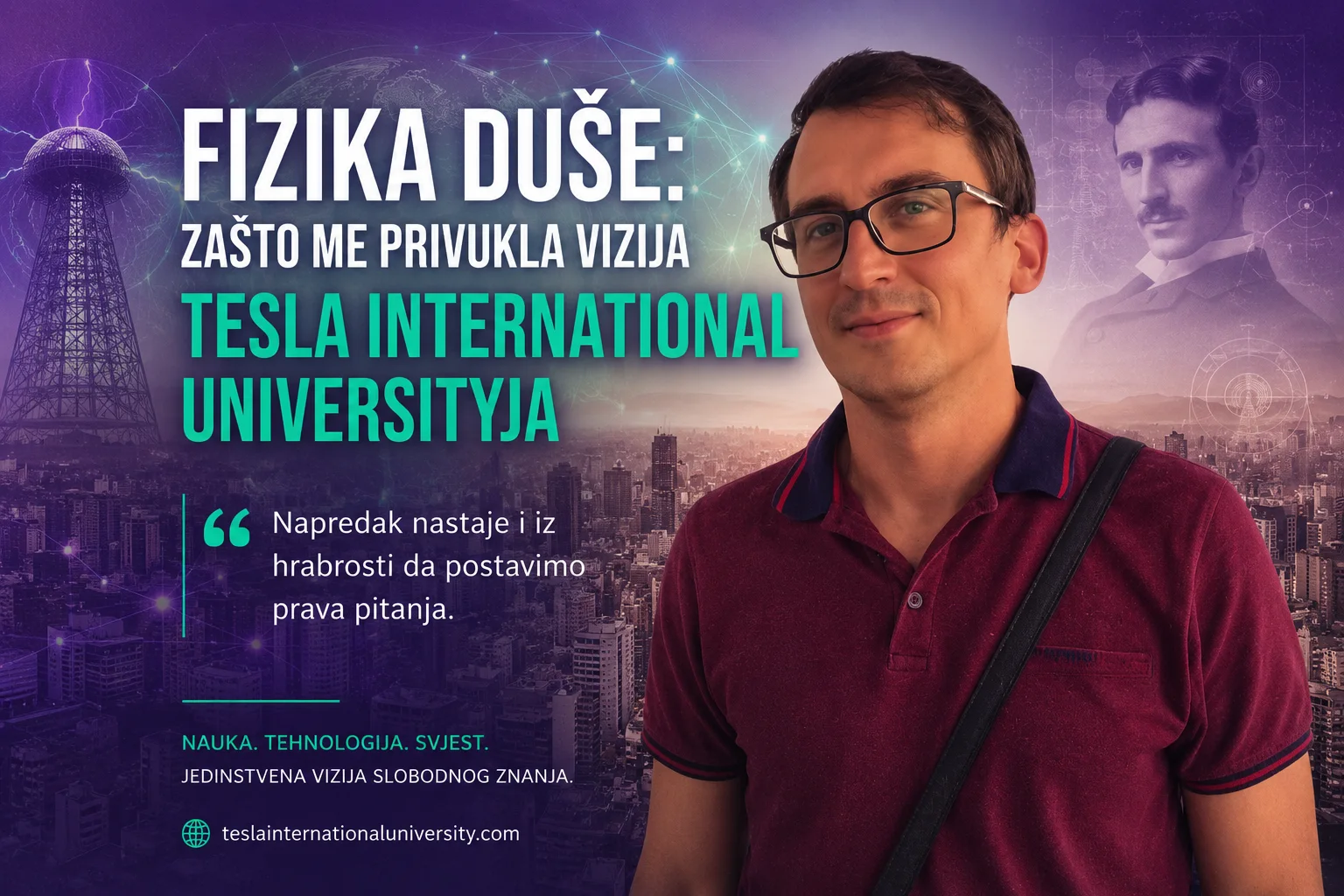Filip Dorić u futurističkom prikazu inspiriranom Tesla International University vizijom, tehnologijom, sviješću i fizikom duše