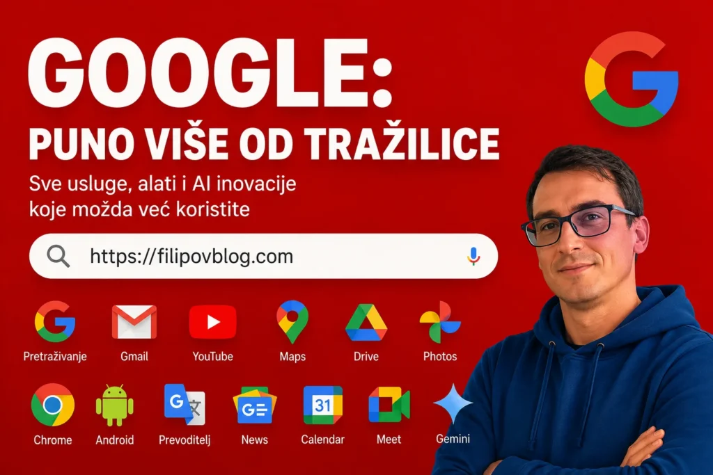 Google fenomen – Filip Dorić prikazuje kako je Google puno više od tražilice kroz alate poput Gmaila, YouTubea, Androida i Geminija na Filipovom Blogu